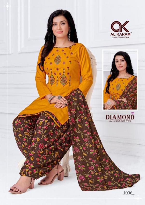 Al Karam Diamond Vol-1 Cotton Designer Pakistani Dress Material